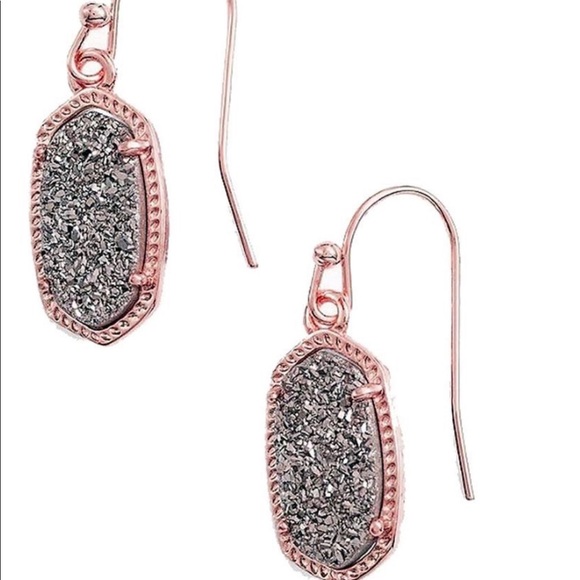 NWT Kendra Scott RARE & Retired Lee Earrings Rose Gold & Platinum Drusy Limited - Picture 10 of 16